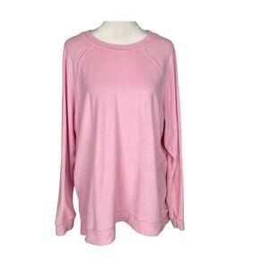 SHOW ME YOUR MUMU Women Sittin Around Terry Top Sz M Pink Long Sleeve 8-20